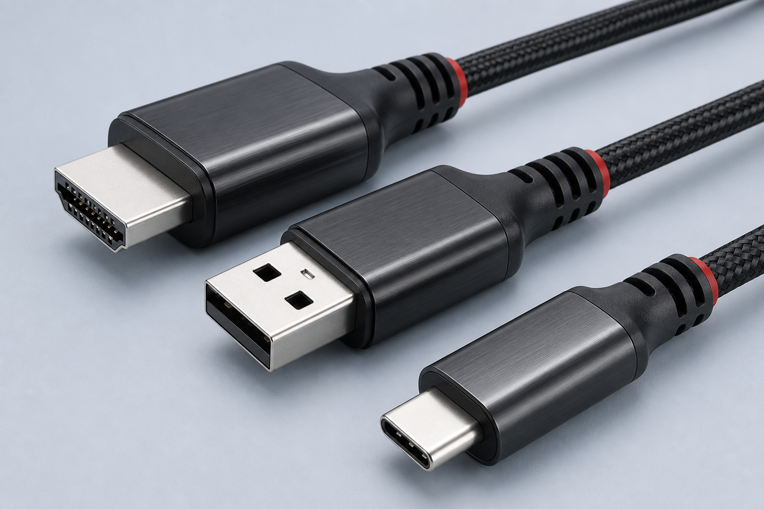 USB-C, USB-A, and HDMI computer connectors